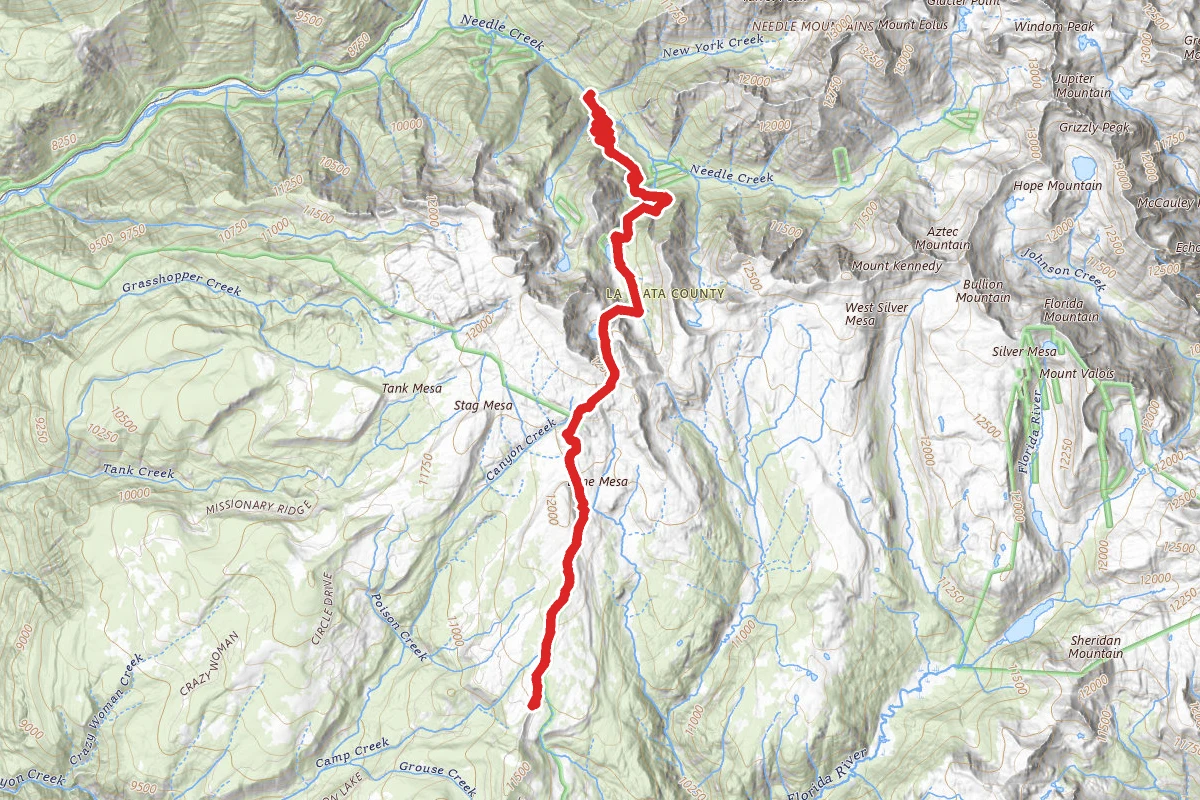 Lime Mesa to Ruby Lake, Emerald Lake and Needle Creek Trail Junction and