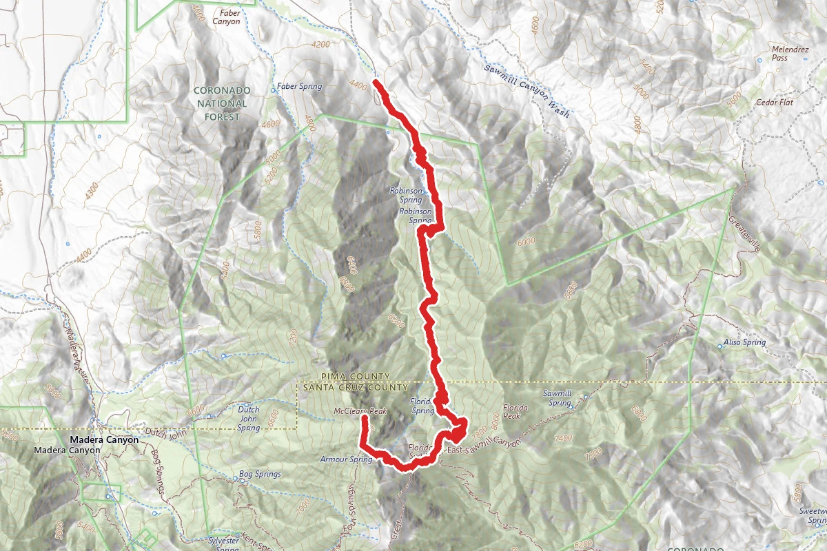 Florida Canyon to Mc Cleary Peak Trail