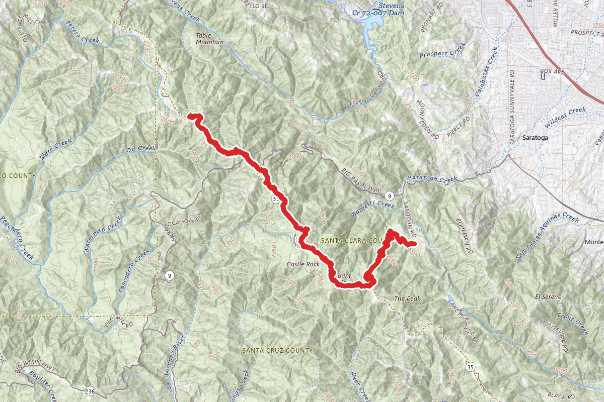 San Andreas and Sanborn Trails to Skyline Trail
