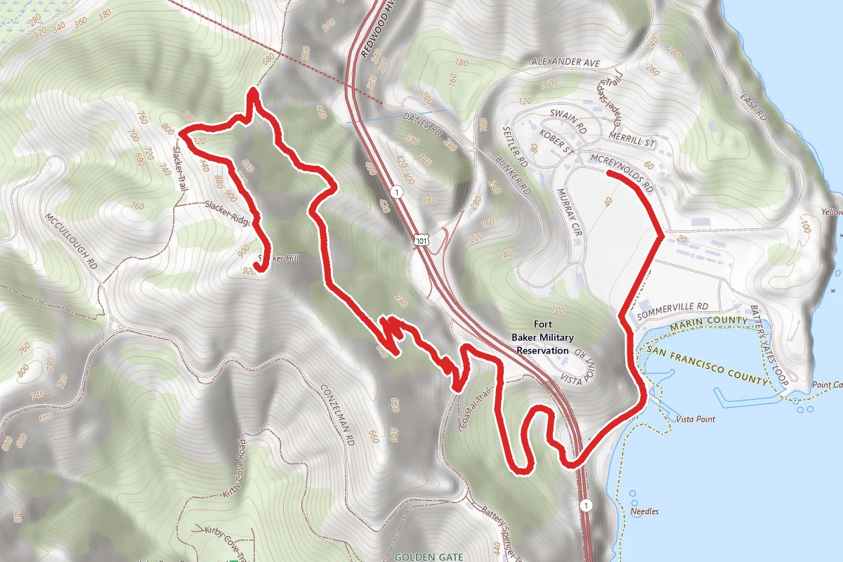 Cavallo Point to Slacker Hill