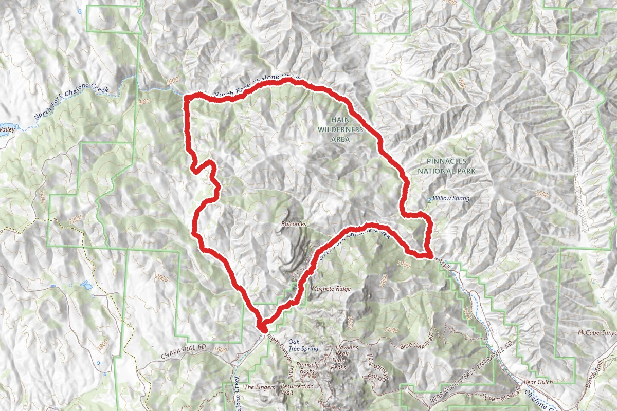 North Wilderness Trail to Old Pinnacles Trail and Balconies Cave Loop