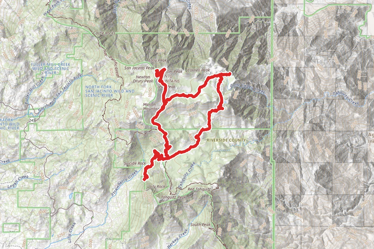 Devil's Slide Trail, Willow Creek Trail, and San Jacinto Peak Loop