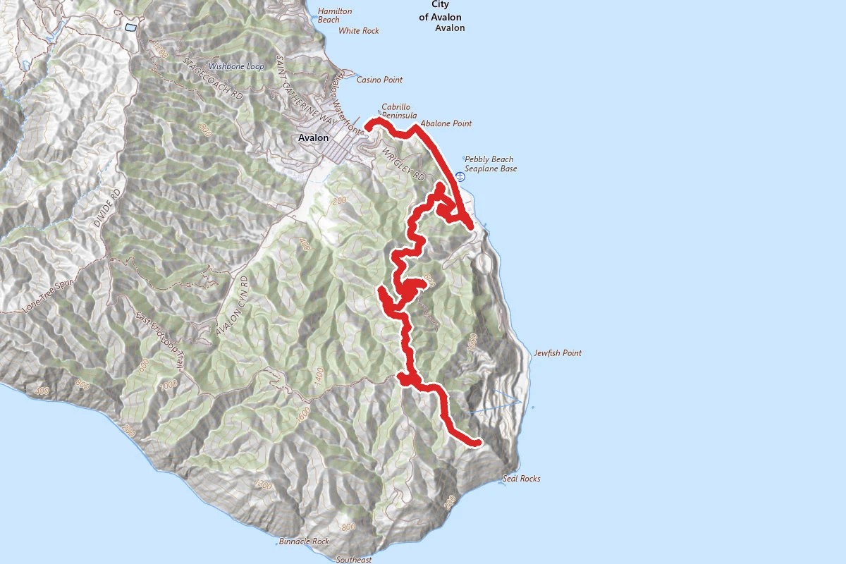Pebbly Beach Quarry via Trans Catalina Trail