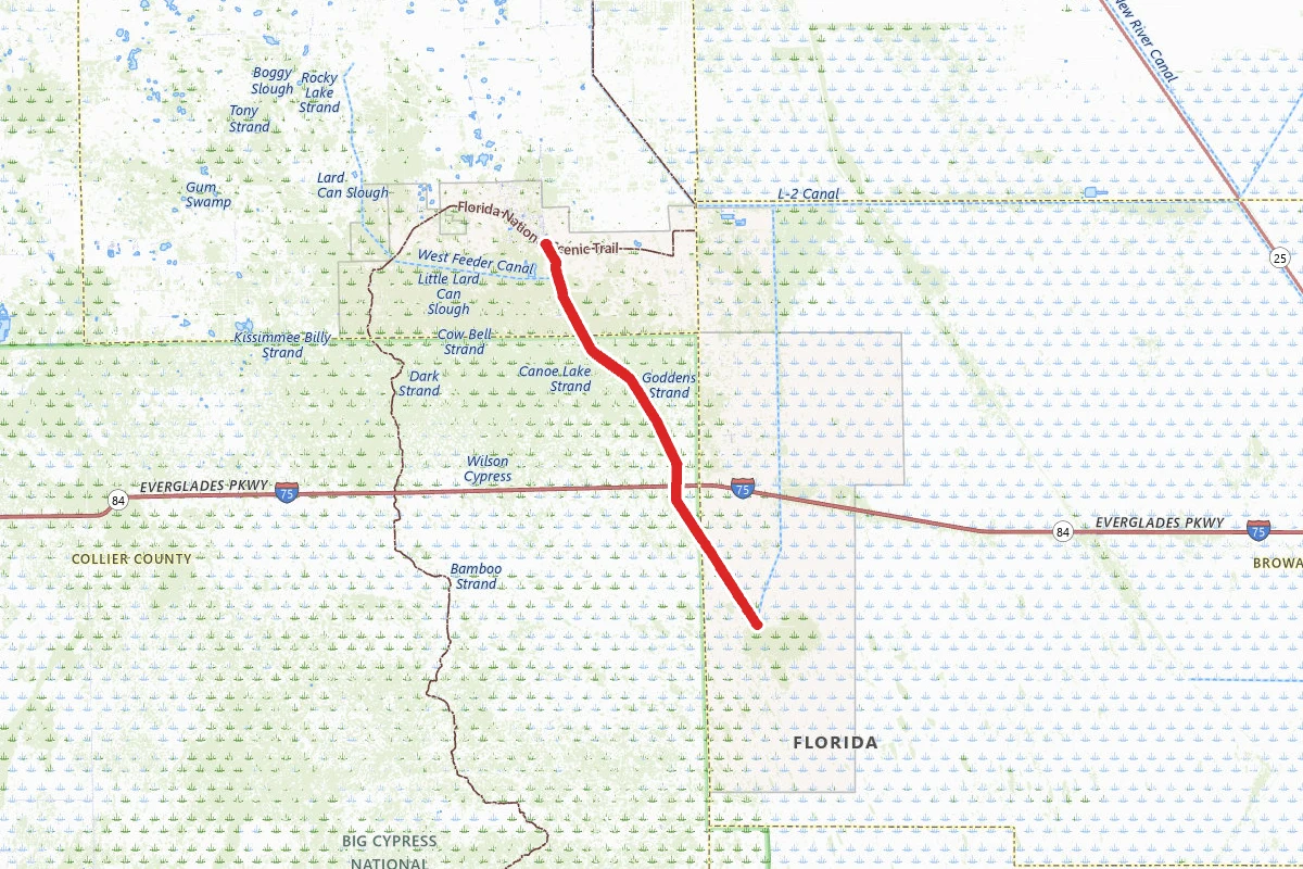 Native American Everglades from Snake Road route map