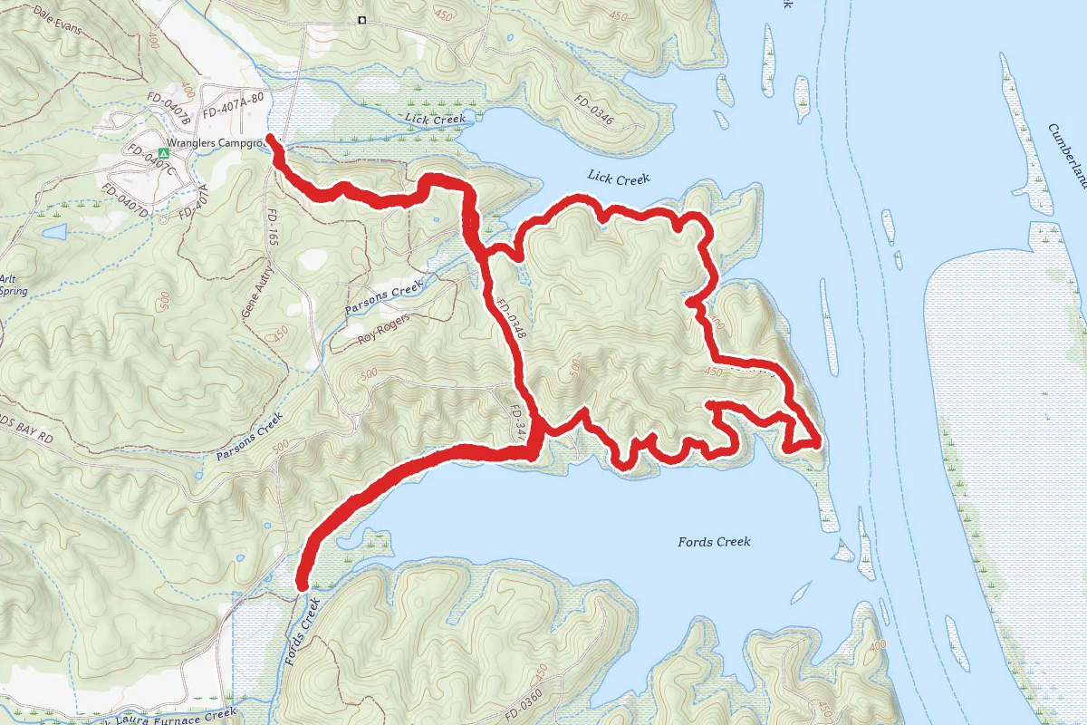 Fords Bay via LBL Wranglers Campground Trail