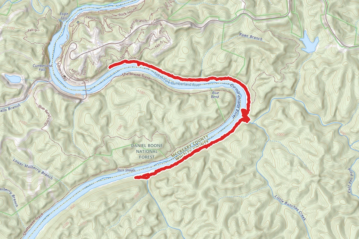 Devil's Rock and Official Trail 2 for Cumberland Falls