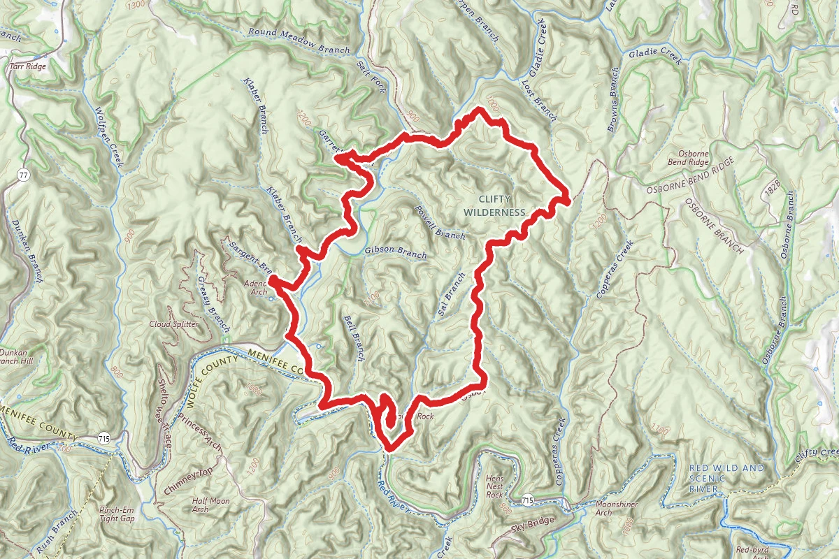 Bison Way, Sheltowee, Lost Branch, and Osborne Bend Trails Loop