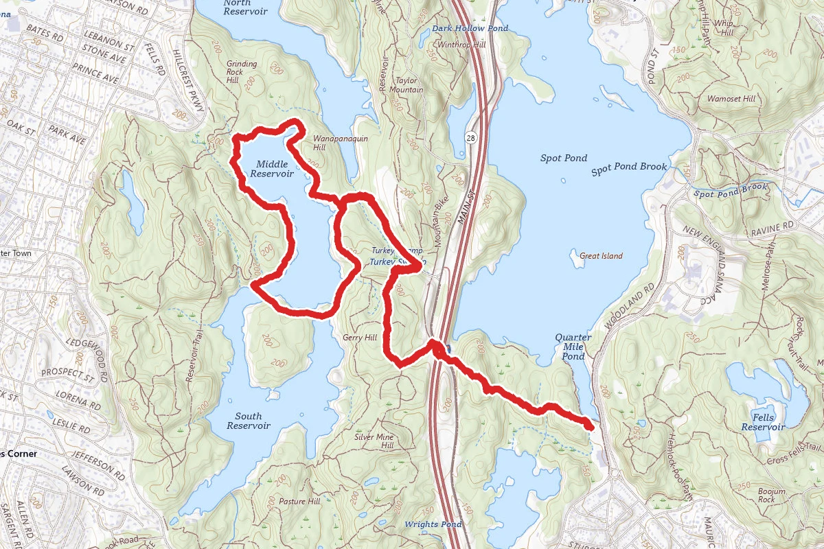 Middle Reservoir Loop via Woodland Road