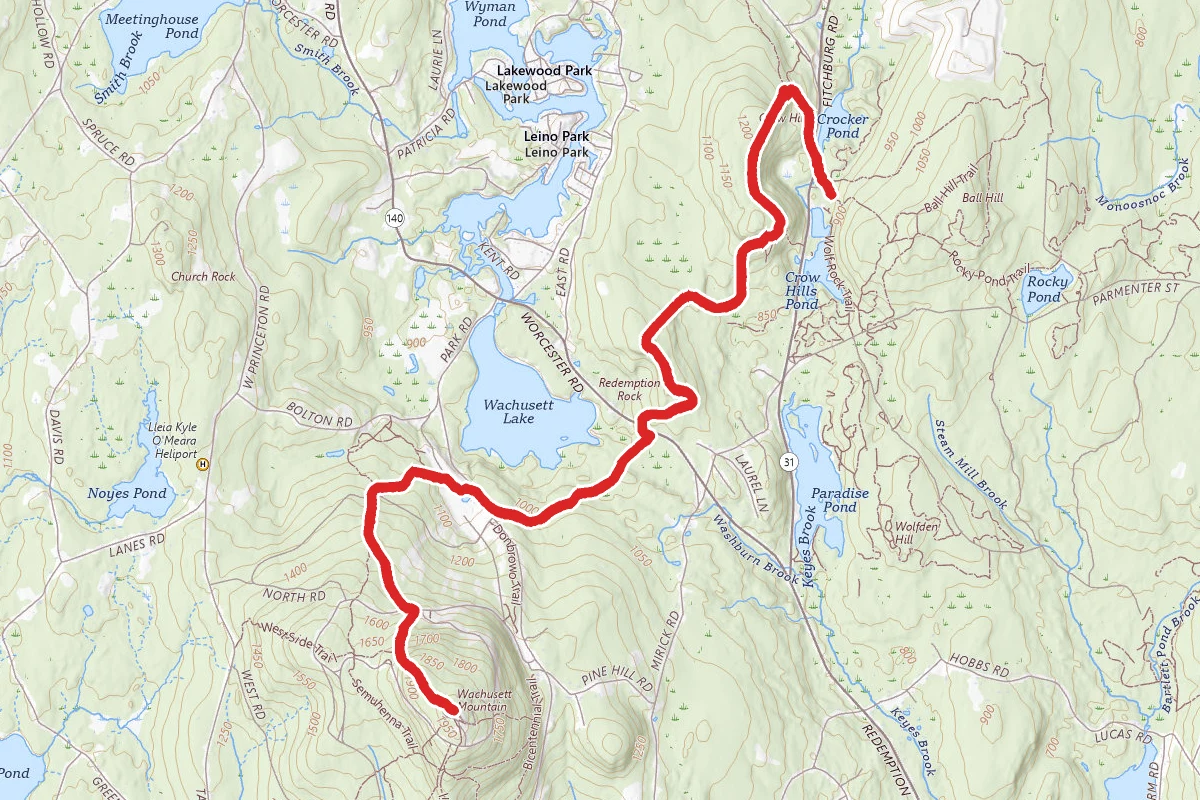 Crow Hill to Wachusett Mountain