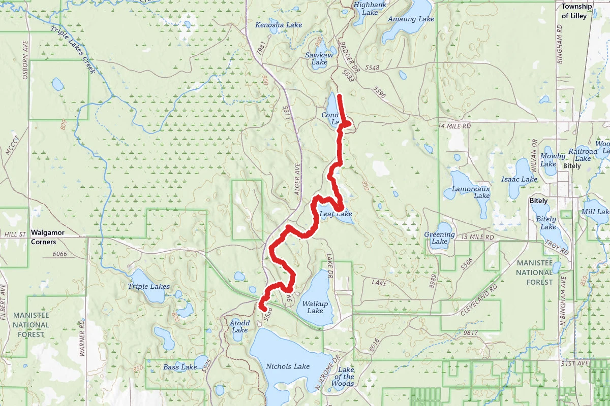 Leaf Lake and Condon Lake via North Country Trail
