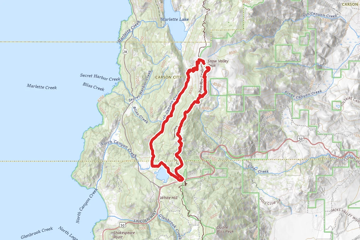 Marlette Lake and Tahoe Rim (Spooner) Trail Loop