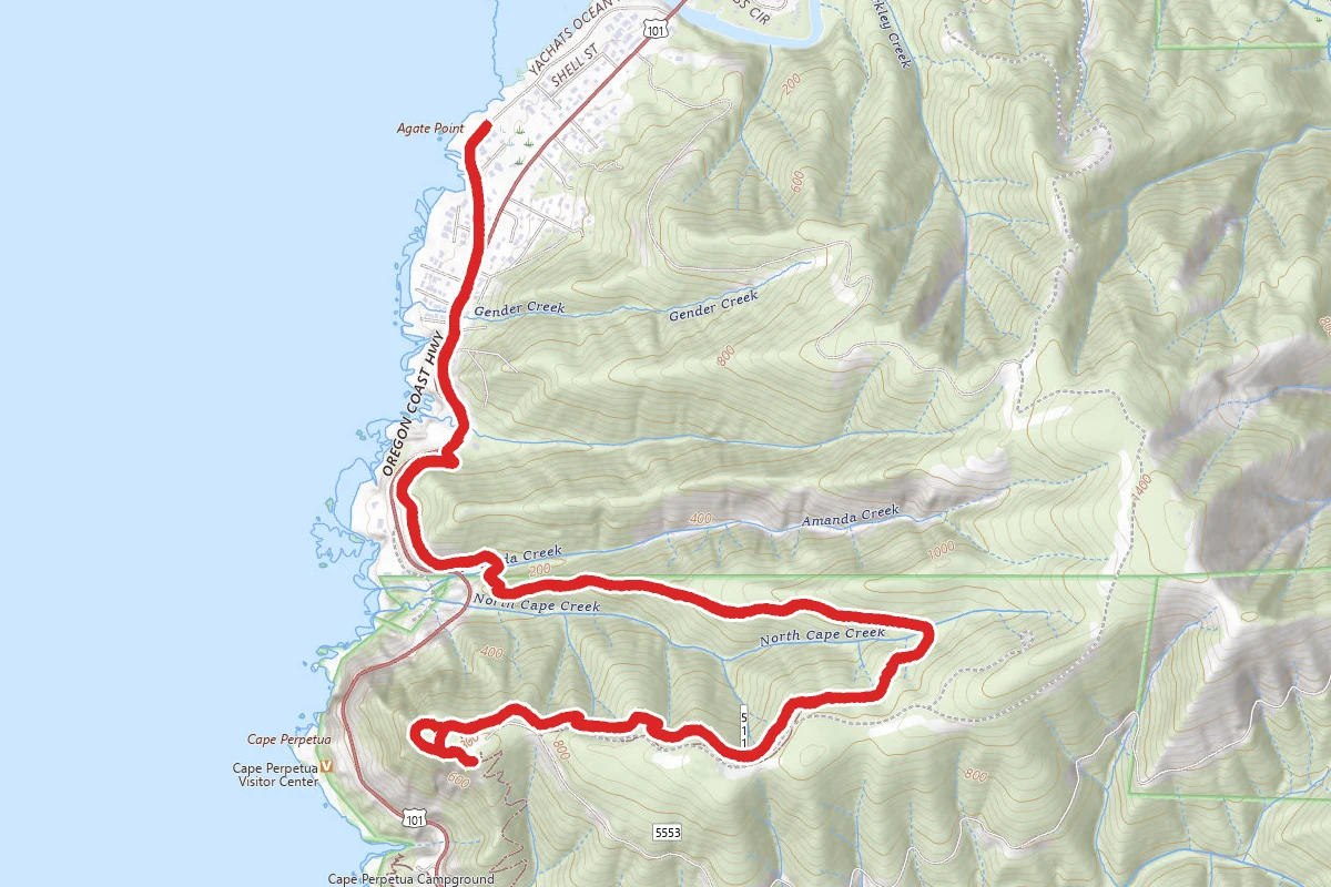 Whispering Spruce Trail from Yachats via Amanda's Trail
