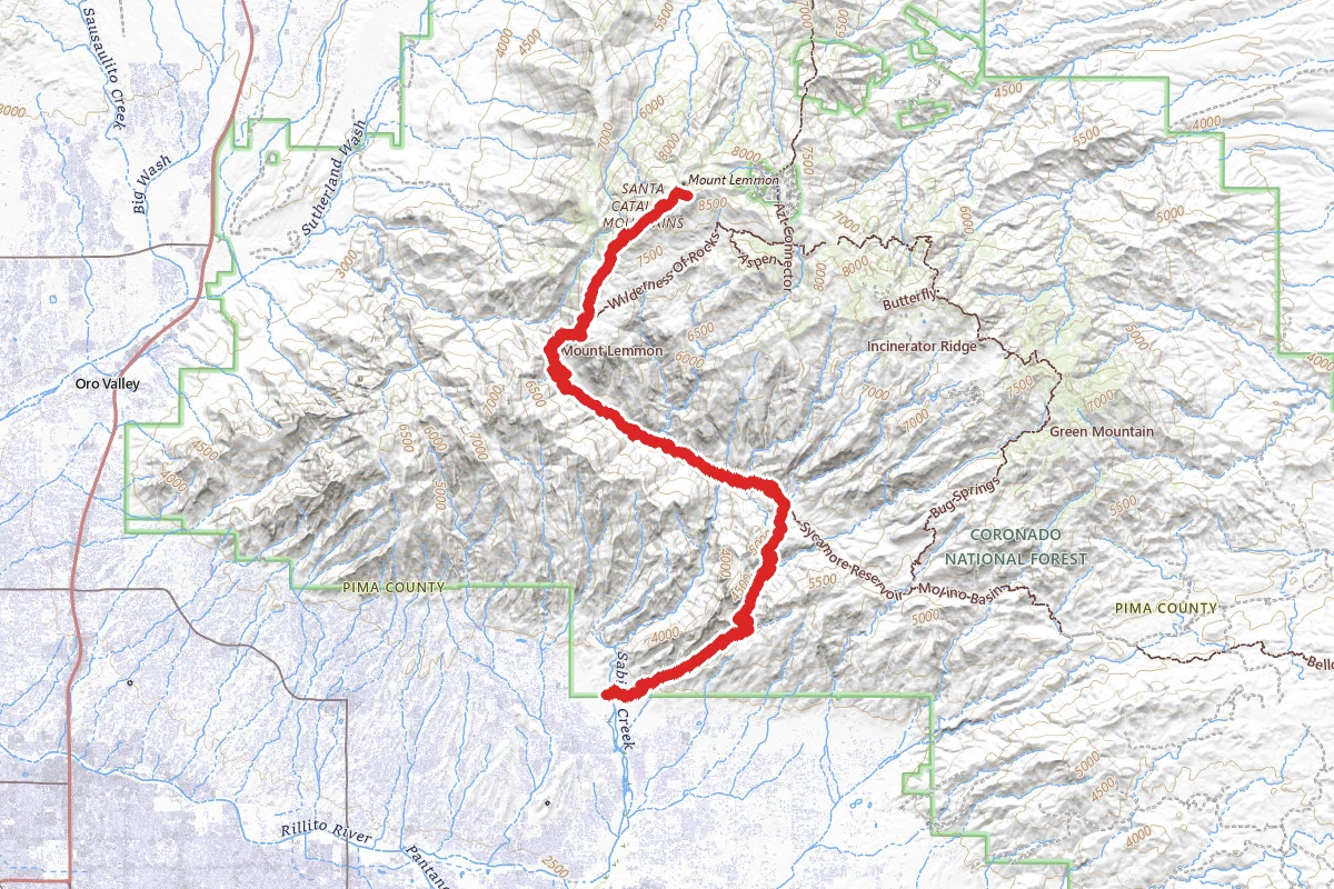 Bear Canyon Trail to Mount Lemmon Trail