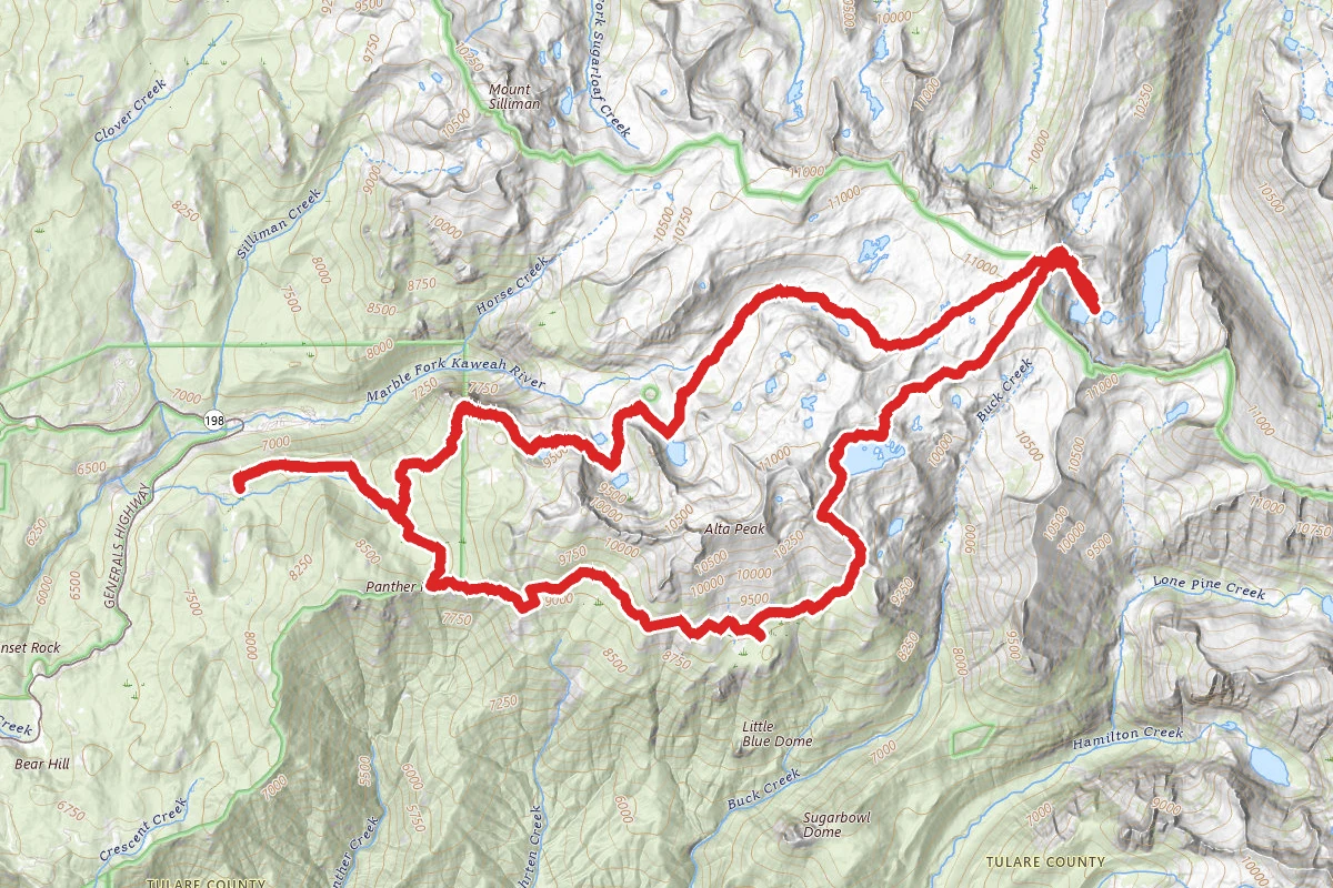 Heather Lake, Pear Lake, Upper Big Bird Lake, Moose Lake, Mehrtet Meadow Loop