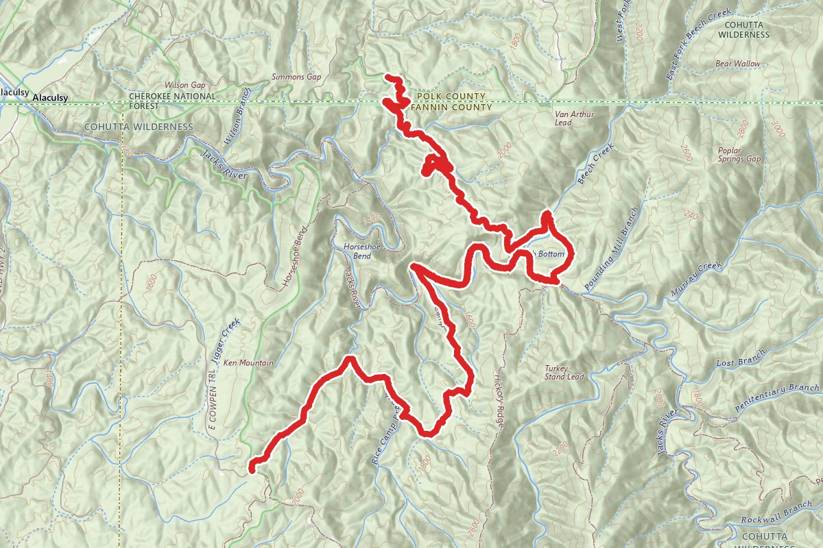 Rice Camp Trail via Beech Bottom Trail