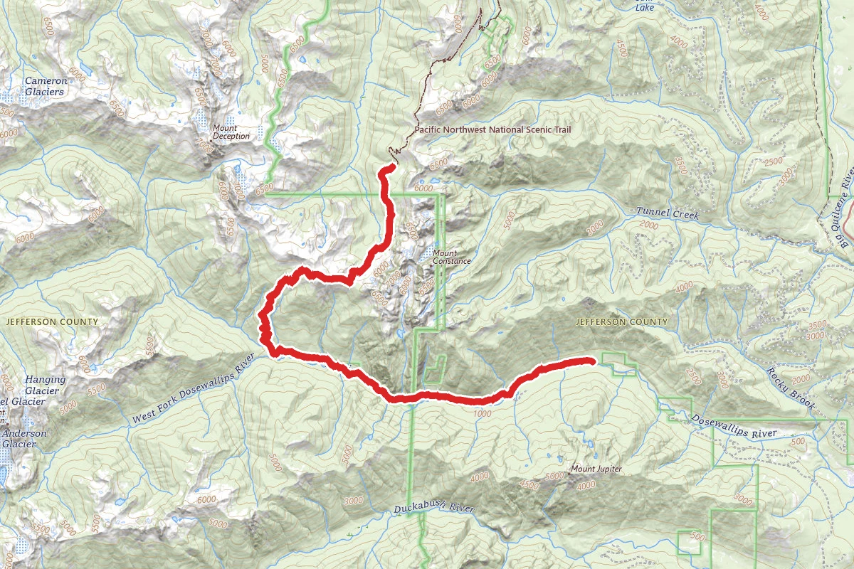 Dosweallips Road to Constance Pass Trail