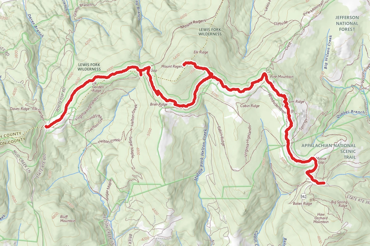 Massey Gap to Elk Garden