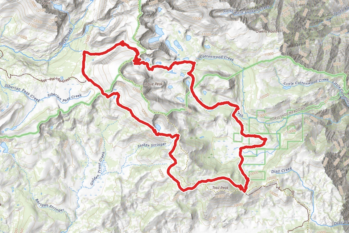 Trail Pass to Cotton Wood Lakes Loop