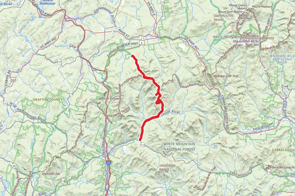 Gale River Trail to Bondcliff Trail to Lincoln Woods Trail