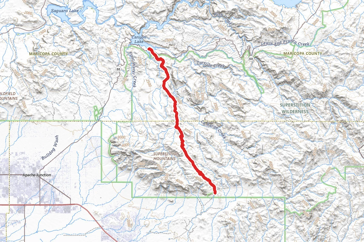Peralta Trail Head to Canyon Lake Marina
