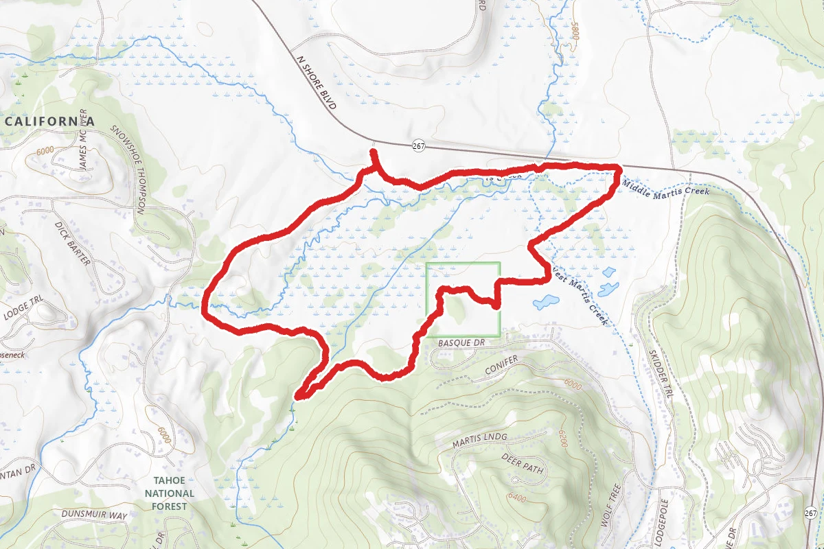 Martis Creek Trail route map