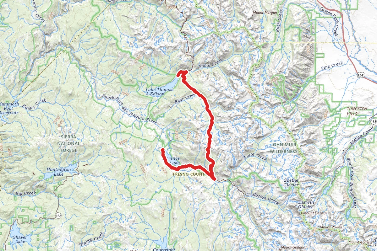 Florence Lake to Edison Lake via John Muir Trail