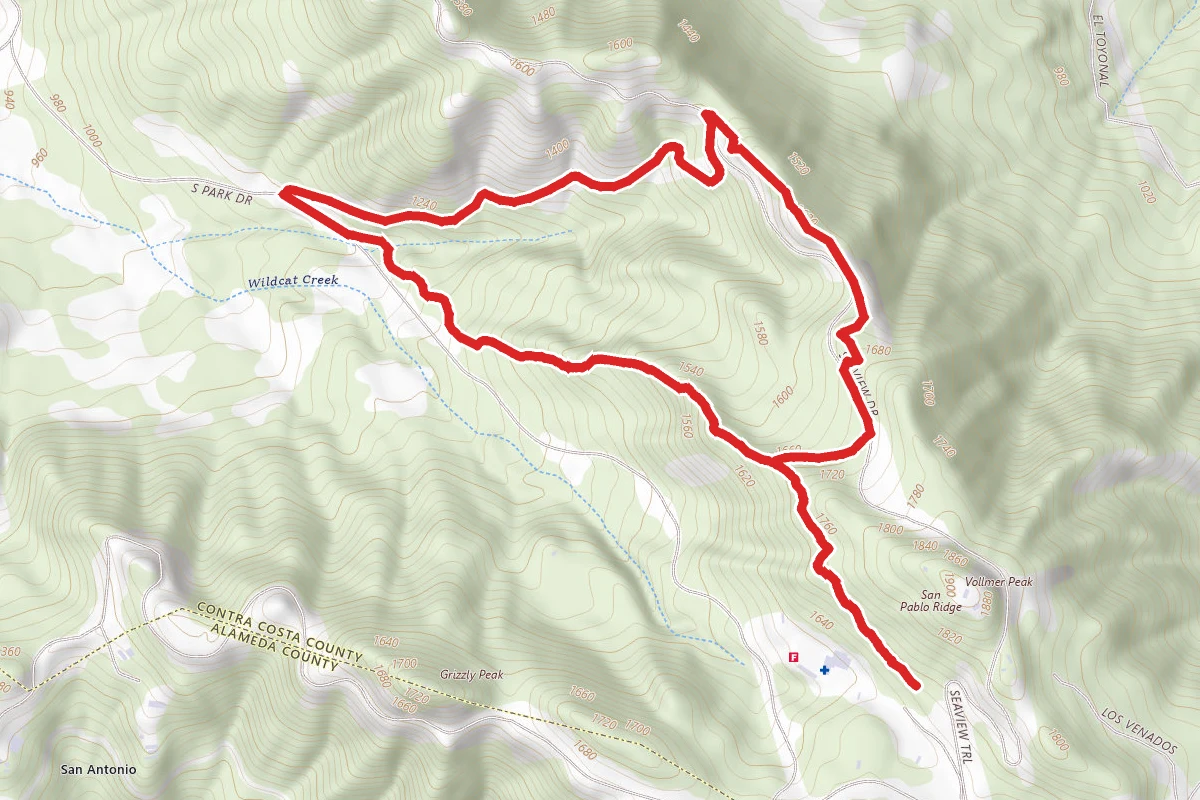 Vollmer Peak Trail to Lupine to Upper Big Springs Canyon Trail