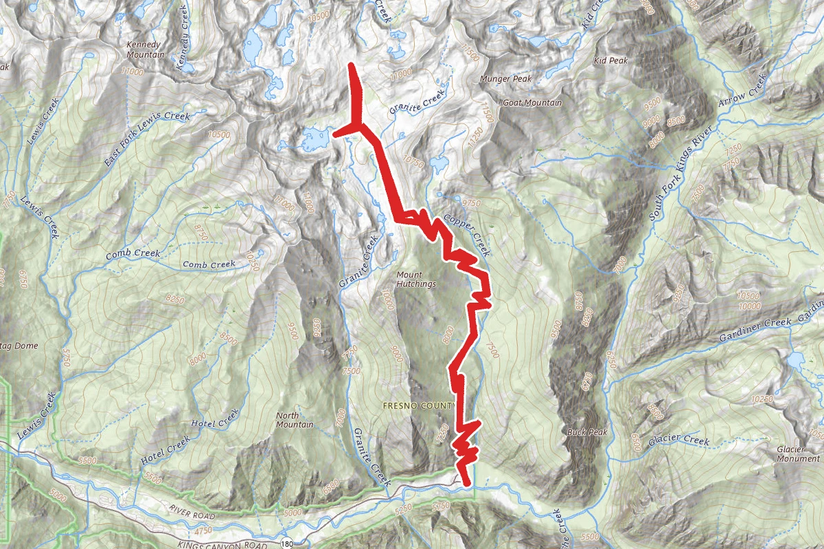 Granite Lake and Granite Pass Trail route map