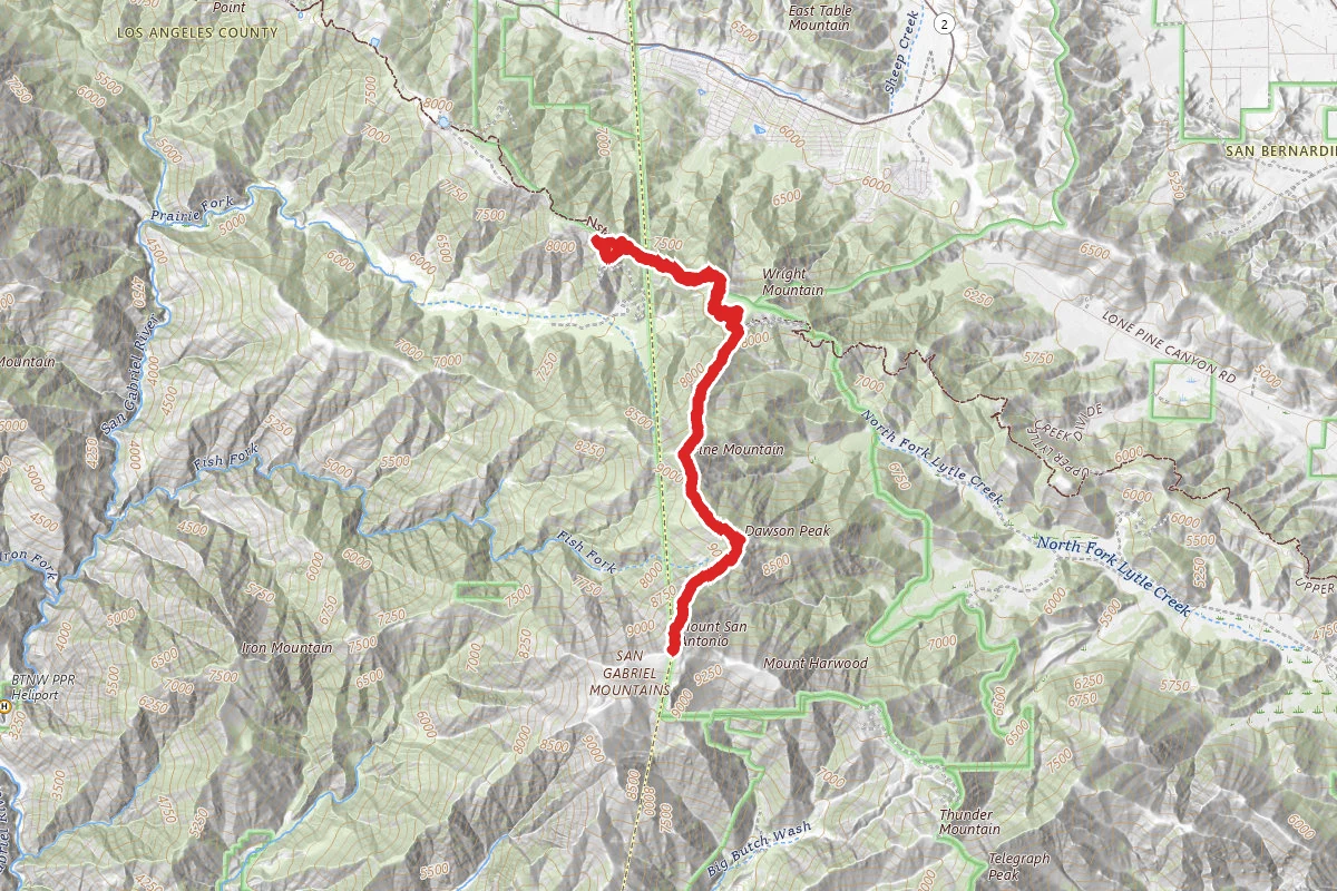 Mount San Antonio via Pacific Crest Trail and North Backbone Trail