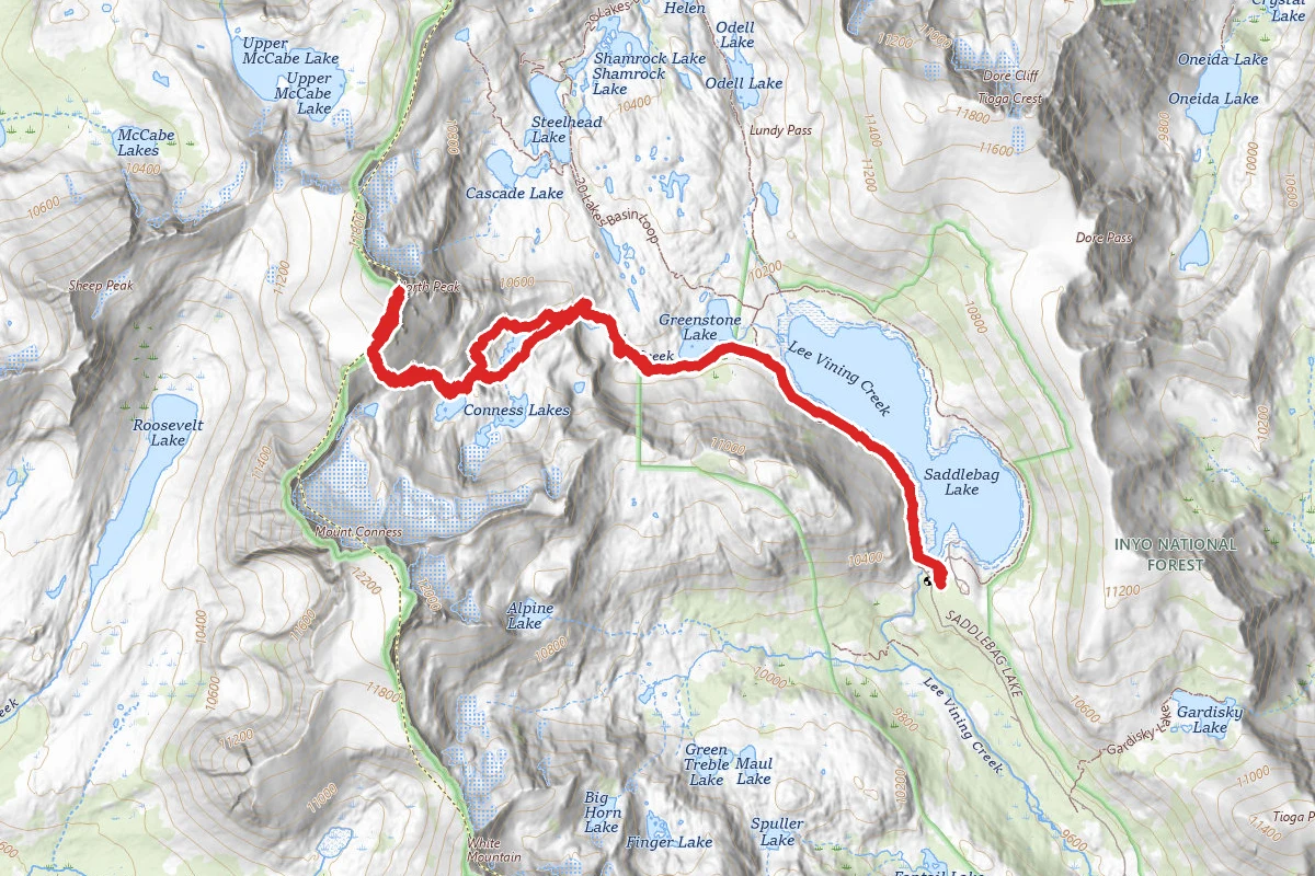 North Peak from Saddlebag Lake