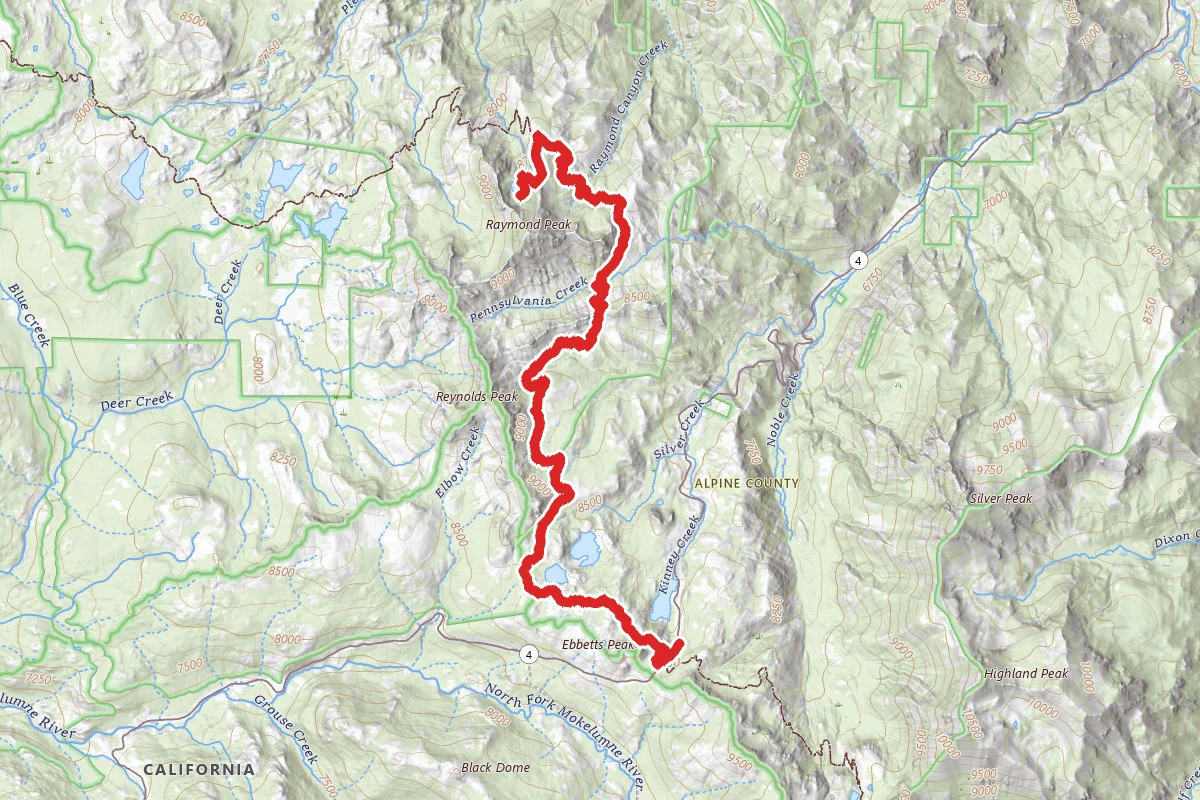 Ebbetts Pass Trailhead to Raymond Lake