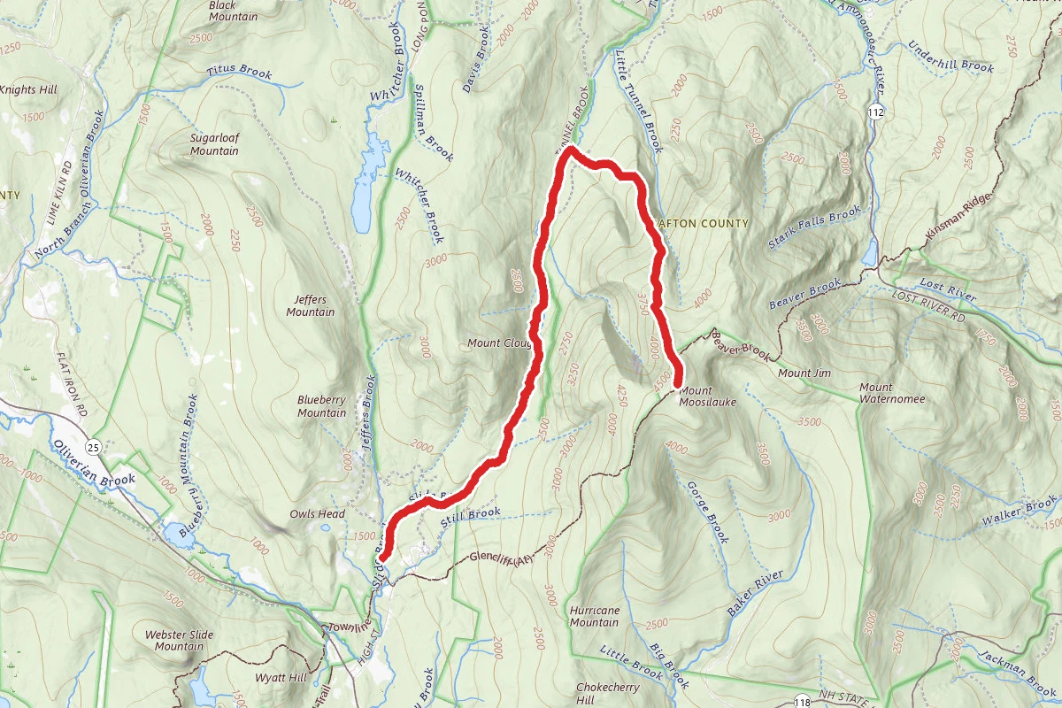 Mount Moosilauke via Tunnel Brook Trail to the Benton Trail