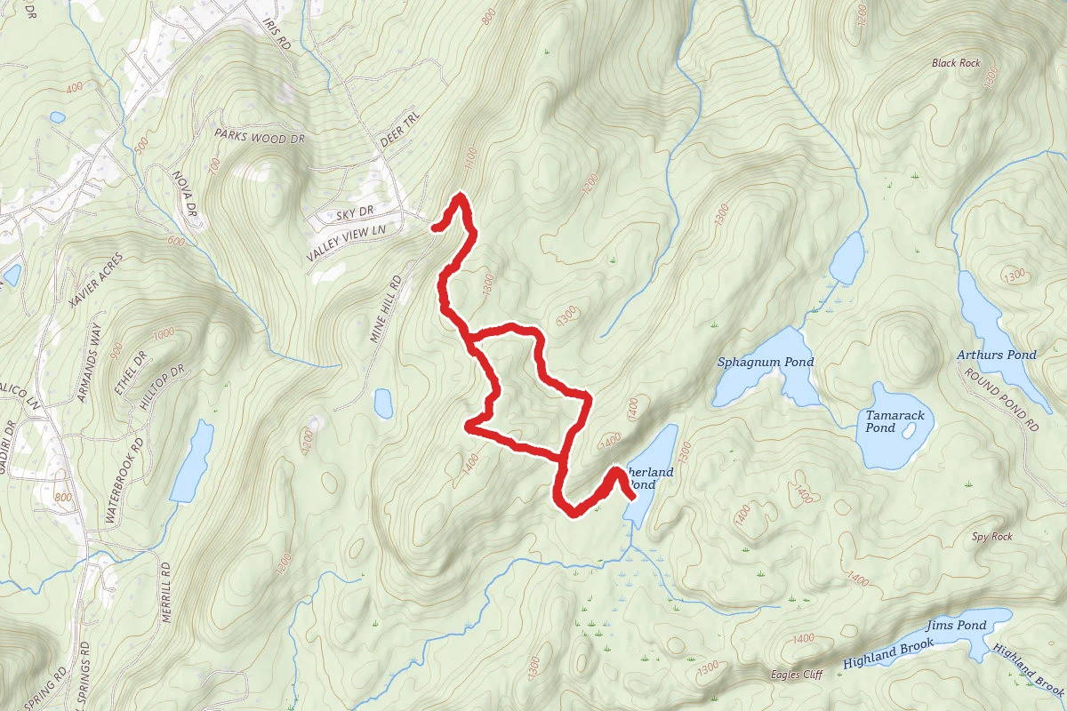 Mine Hill, Sackett, and Stillman Loop to Sutherland Pond