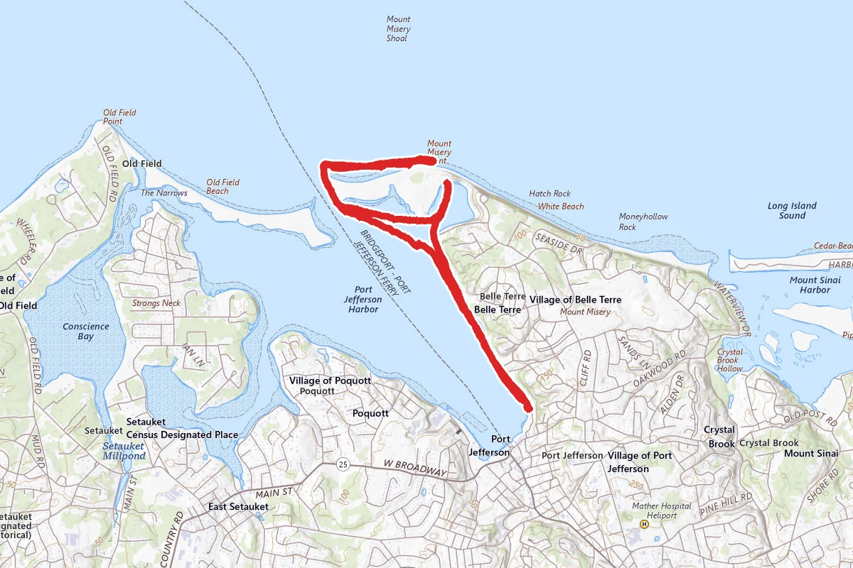 Port Jefferson Harbor Paddle Route