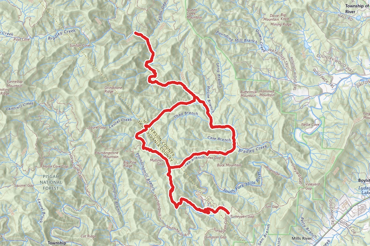 Mullinax Trail, Squirrel Gap, Bradley Creek and Laurel Creek Trail