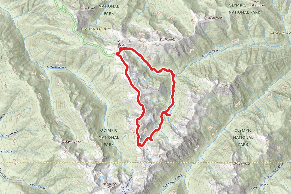 Badger Valley Trail to Grand Pass Trail Loop route map