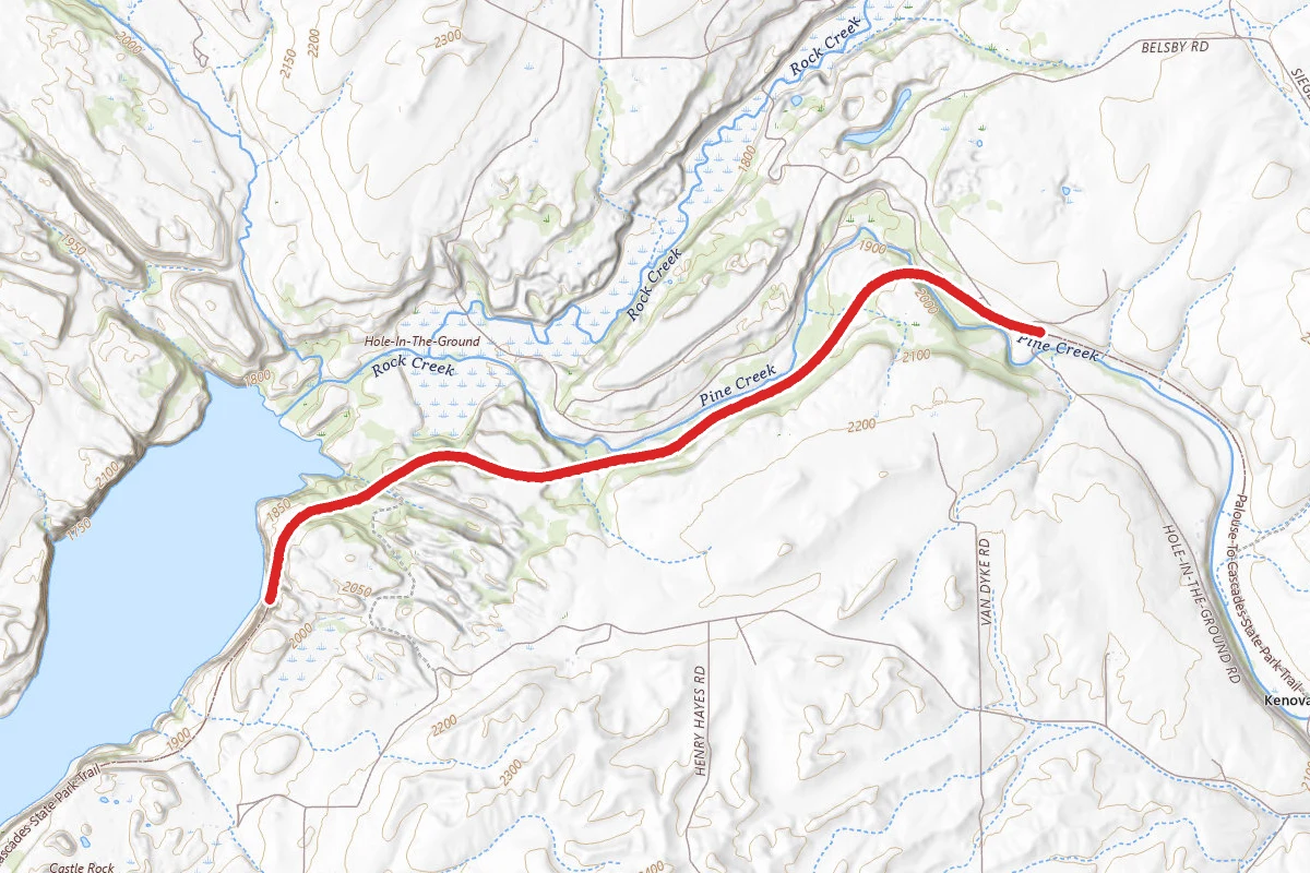 Palouse to Cascades State Park Trail to Rock Lake from Hole in the Ground Road