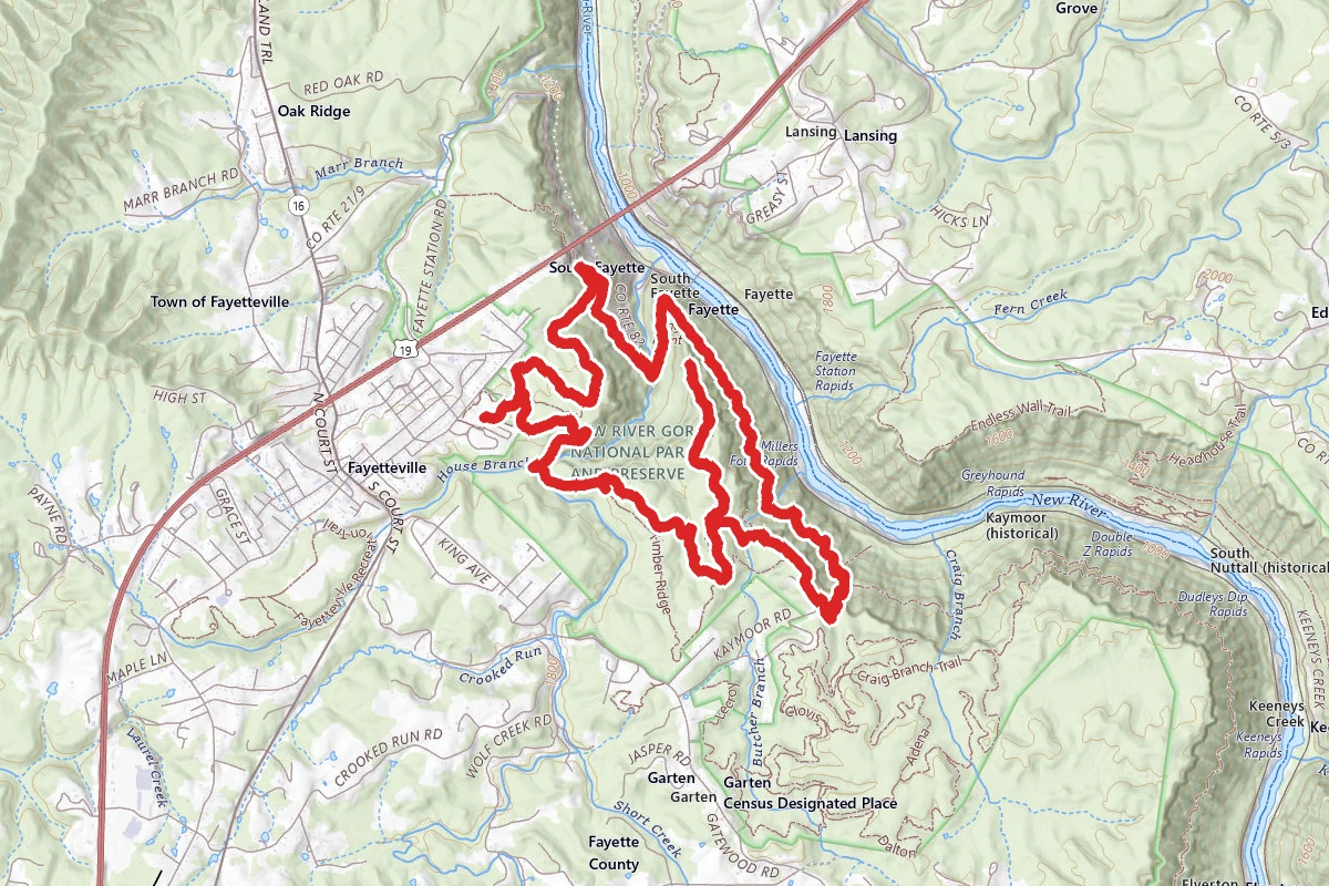 Fayetteville Trail to Long Point Trail loop