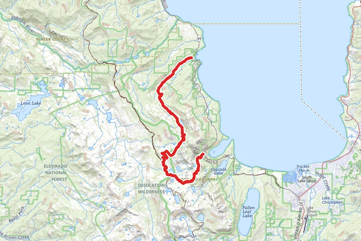 Meeks Bay to Emerald Bay via Tahoe Yosemite Trail