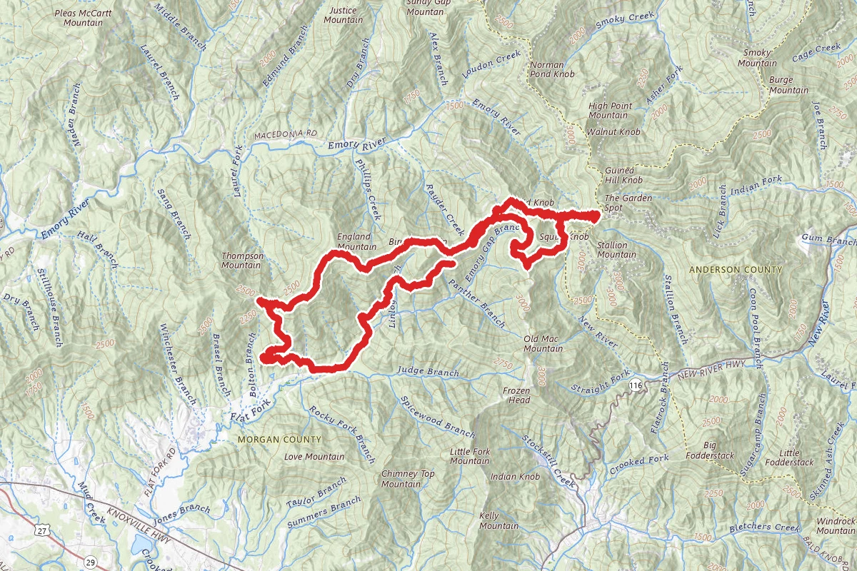 Squire Knob, The Garden Spot, Bald Knob, Bird Mountain and England Mountain