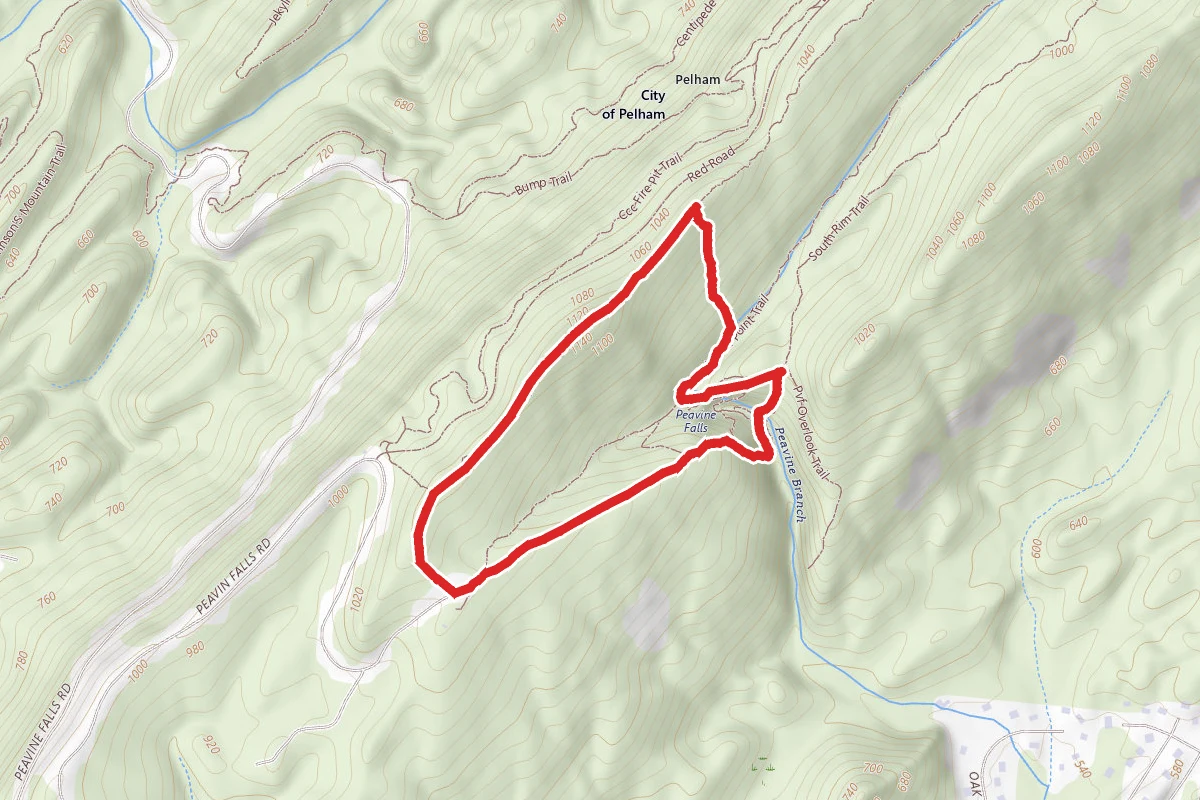 Peavine Falls via Green and White Trail Loop