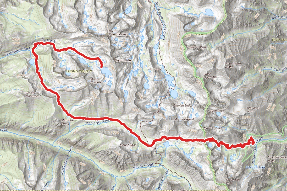 Onion Valley to Gardiner Lake