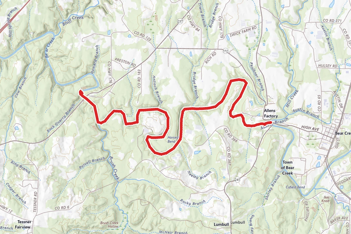 Bear Creek Paddle Route