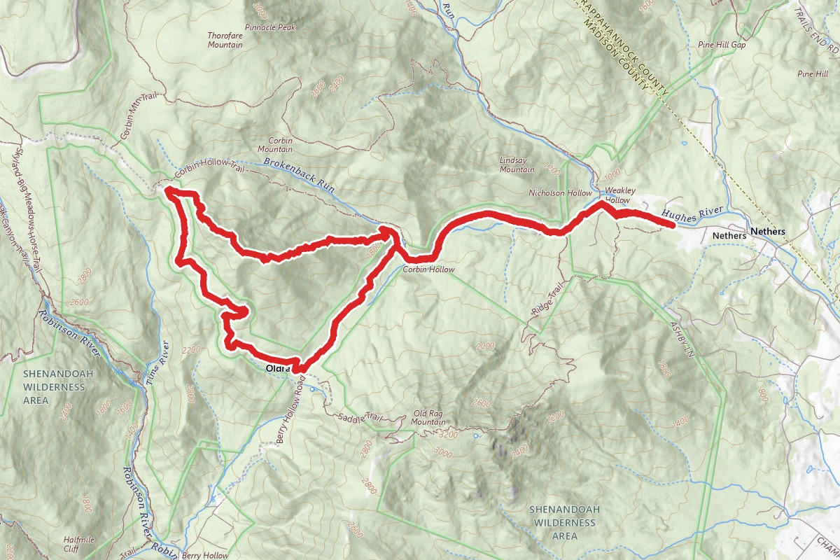 Robertson Mountain via Weakley Hollow and Old Rag Fire Roads