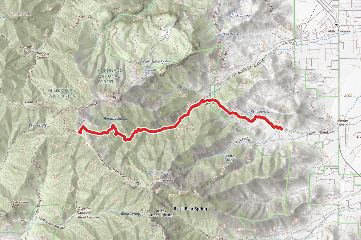 Crest Trail Junction via Hunter Canyon Trail #111