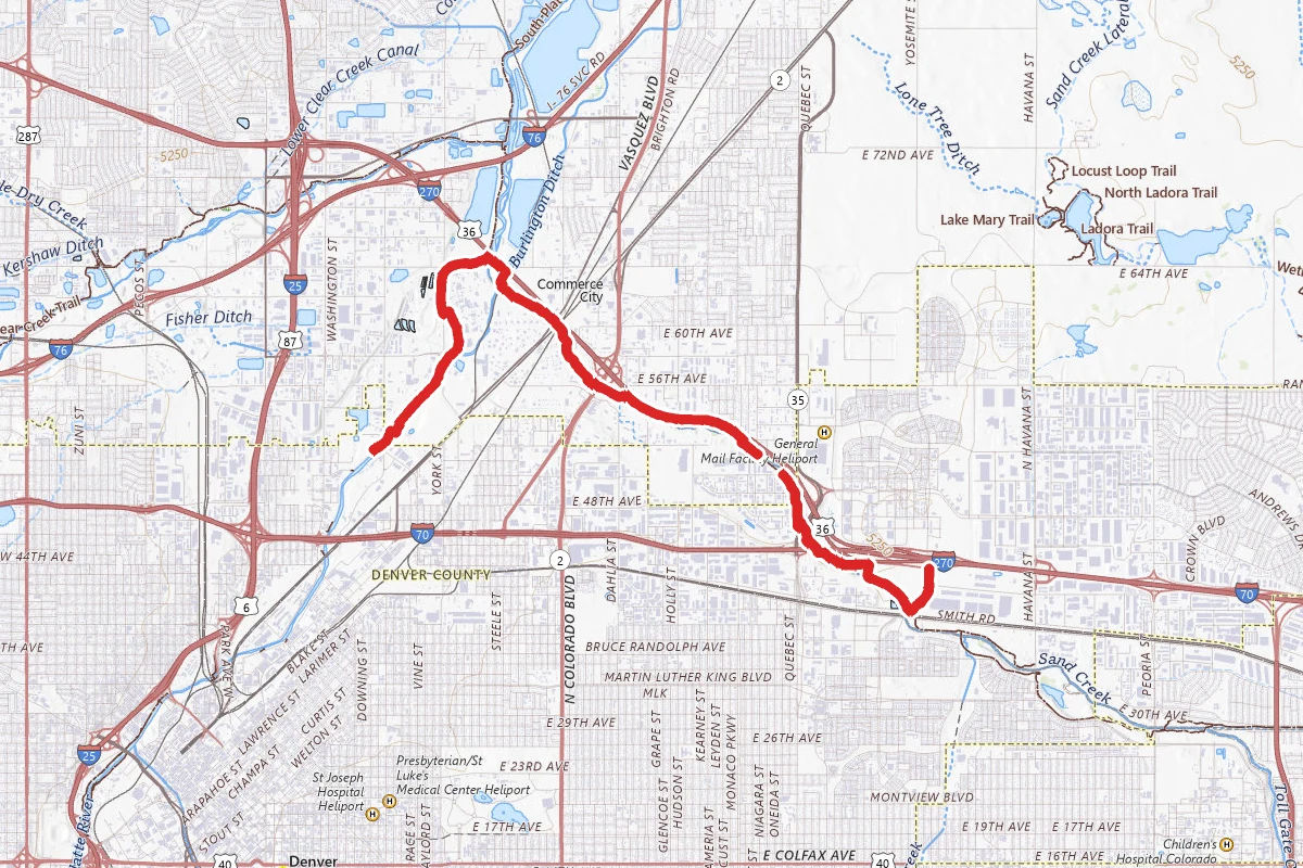 Platte River Trail to Sand Creek Trail