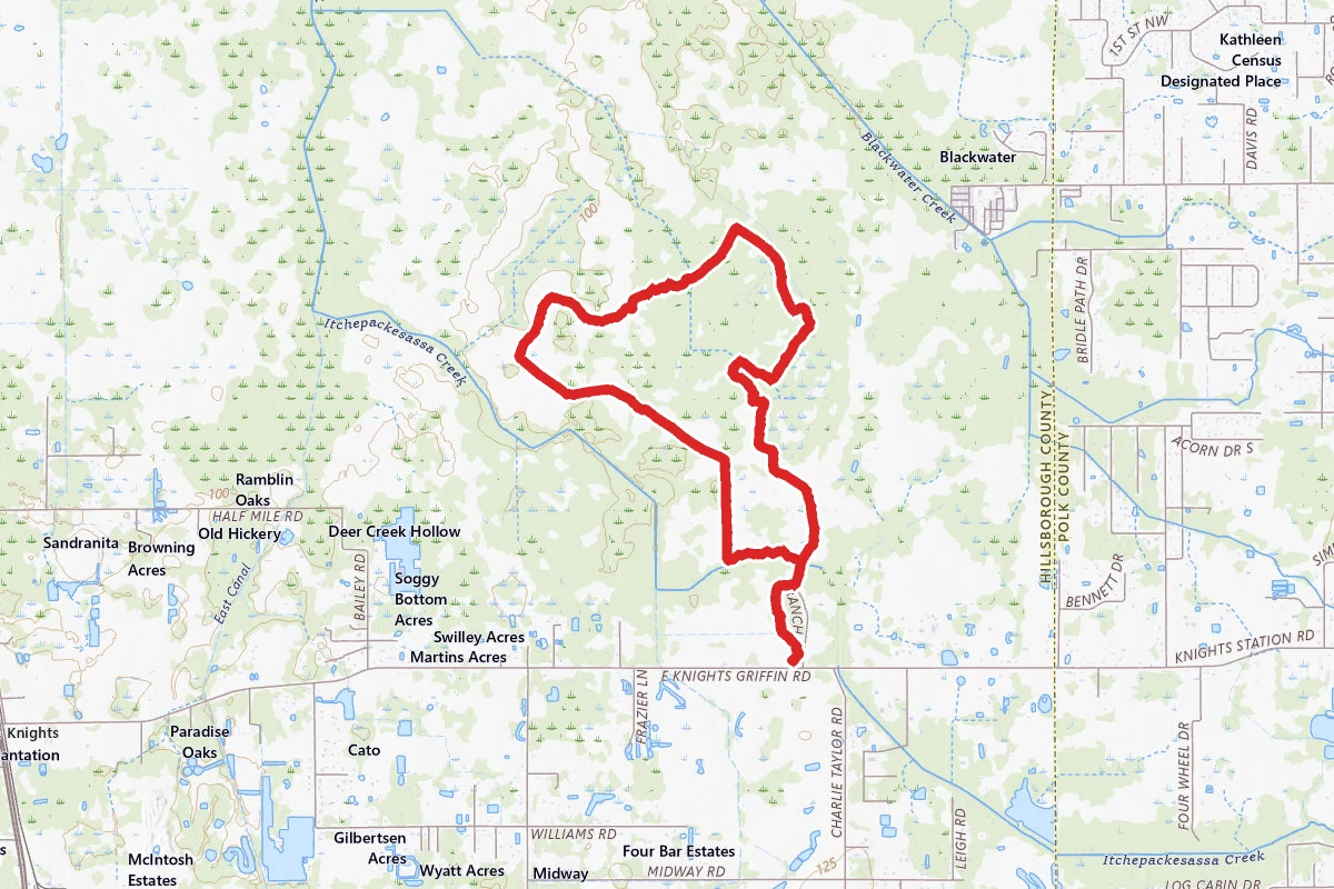 Lower Green Swamp Central to Northeast to Northwest Loop