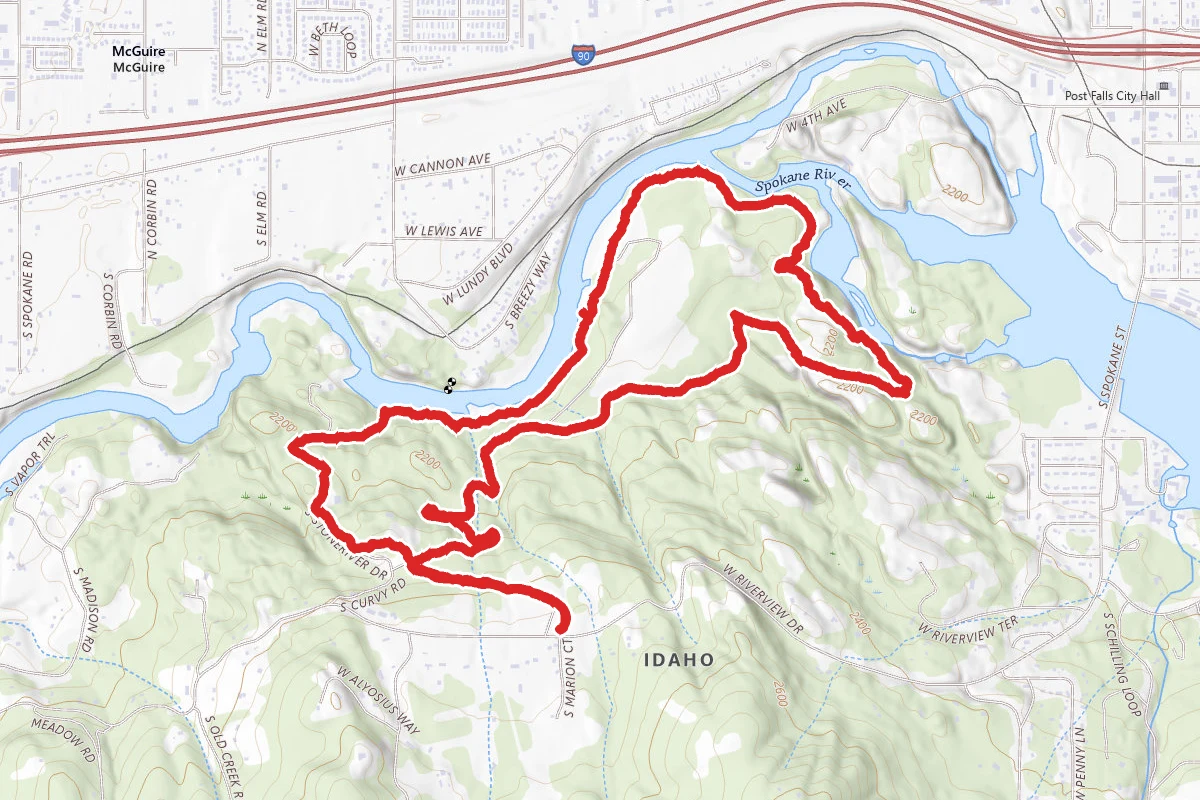 Post Falls Community Forest to Q'emlin Park Loop