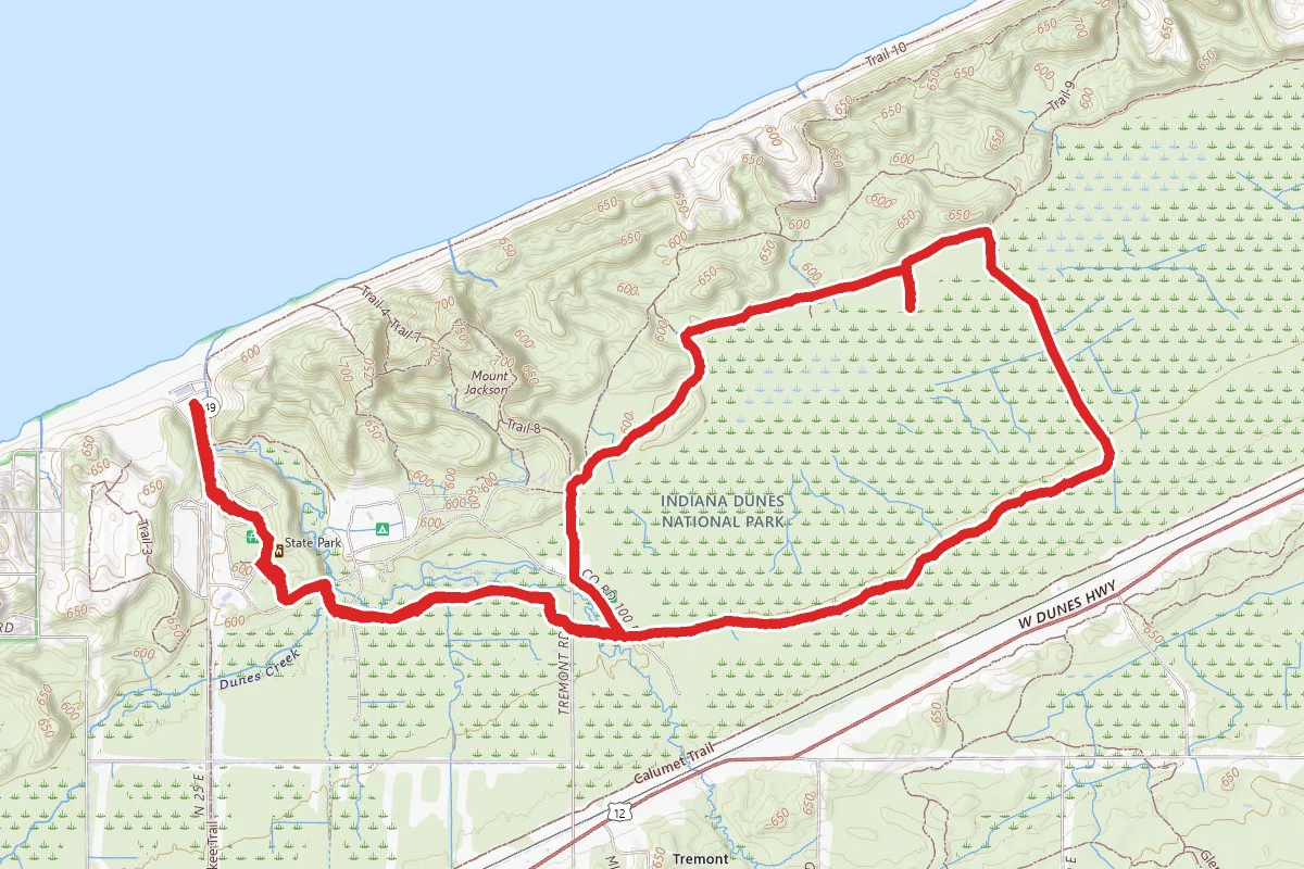 Trail 2 to Trail 10 via Waverly Beach Loop