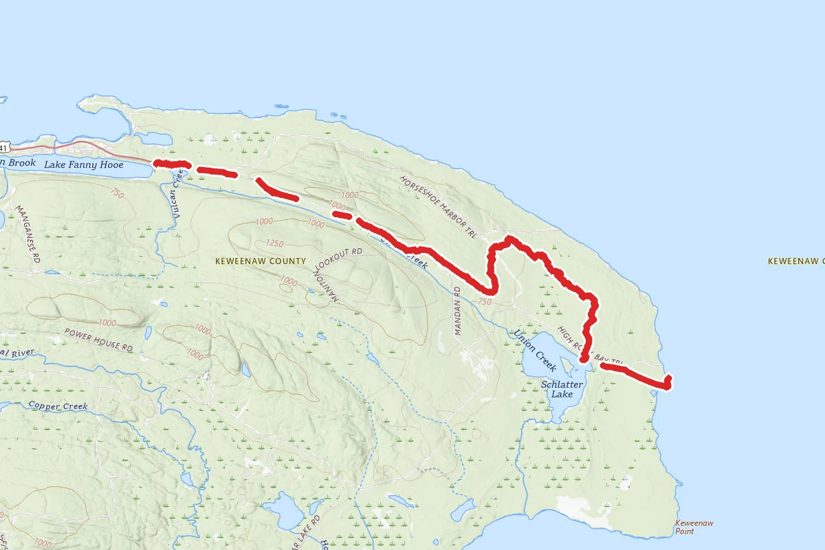 Keweenaw Point to Schlatter Lake and High Rocks Bay